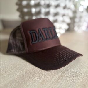 Aria Dark Brown Mesh Trucker Hat with Embroidered Patch